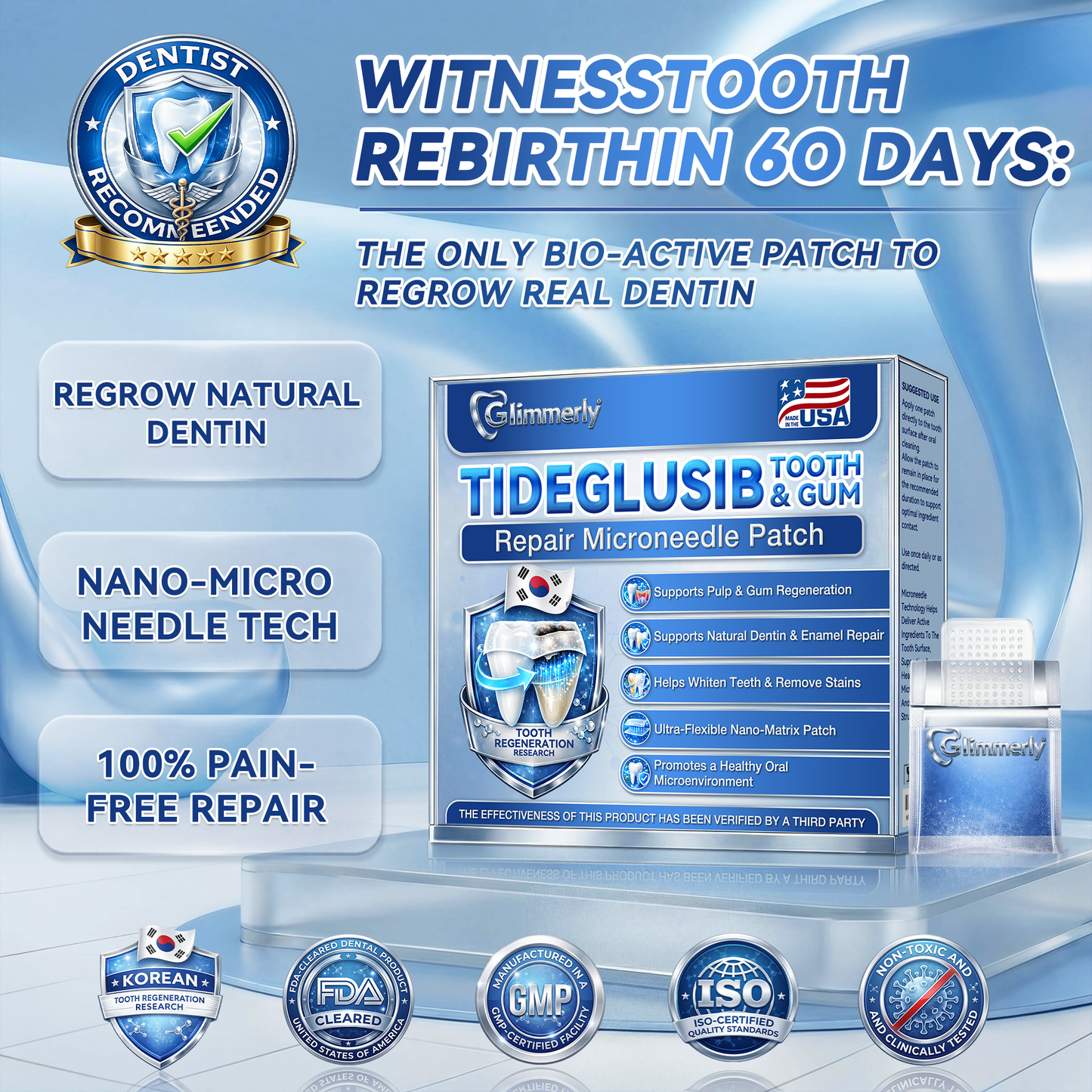 🦷𝐆𝐥𝐢𝐦𝐦𝐞𝐫𝐥𝐲® 𝐓𝐢𝐝𝐞𝐠𝐥𝐮𝐬𝐢𝐛 𝐓𝐨𝐨𝐭𝐡 & 𝐆𝐮𝐦 𝐑𝐞𝐩𝐚𝐢𝐫 𝐌𝐢𝐜𝐫𝐨𝐧𝐞𝐞𝐝𝐥𝐞 𝐏𝐚𝐭𝐜𝐡  | 𝐀𝐝𝐯𝐚𝐧𝐜𝐞𝐝 𝐒𝐭𝐞𝐦-𝐂𝐞𝐥𝐥 𝐀𝐜𝐭𝐢𝐯𝐚𝐭𝐢𝐨𝐧 𝐓𝐞𝐞𝐭𝐡 𝐒𝐭𝐫𝐢𝐩𝐬(🦷𝐑𝐞𝐛𝐮𝐢𝐥𝐝 𝐄𝐧𝐚𝐦𝐞𝐥 & 𝐃𝐞𝐧𝐭𝐢𝐧 • 𝐒𝐭𝐫𝐞𝐧𝐠𝐭𝐡𝐞𝐧 𝐆𝐮𝐦𝐬 • 𝐄𝐫𝐚𝐝𝐢𝐜𝐚𝐭𝐞 𝐓𝐚𝐫𝐭𝐚𝐫 & 𝐎𝐝𝐨𝐫 • 𝐒𝐭𝐨𝐩 𝐓𝐨𝐨𝐭𝐡 𝐒𝐞𝐧𝐬𝐢𝐭𝐢𝐯𝐢𝐭𝐲)